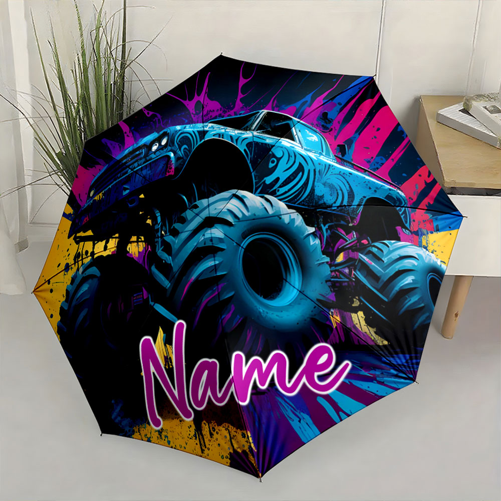 Outdoor Adventure Names - Custom Name Monster Truck Graphic Umbrella
