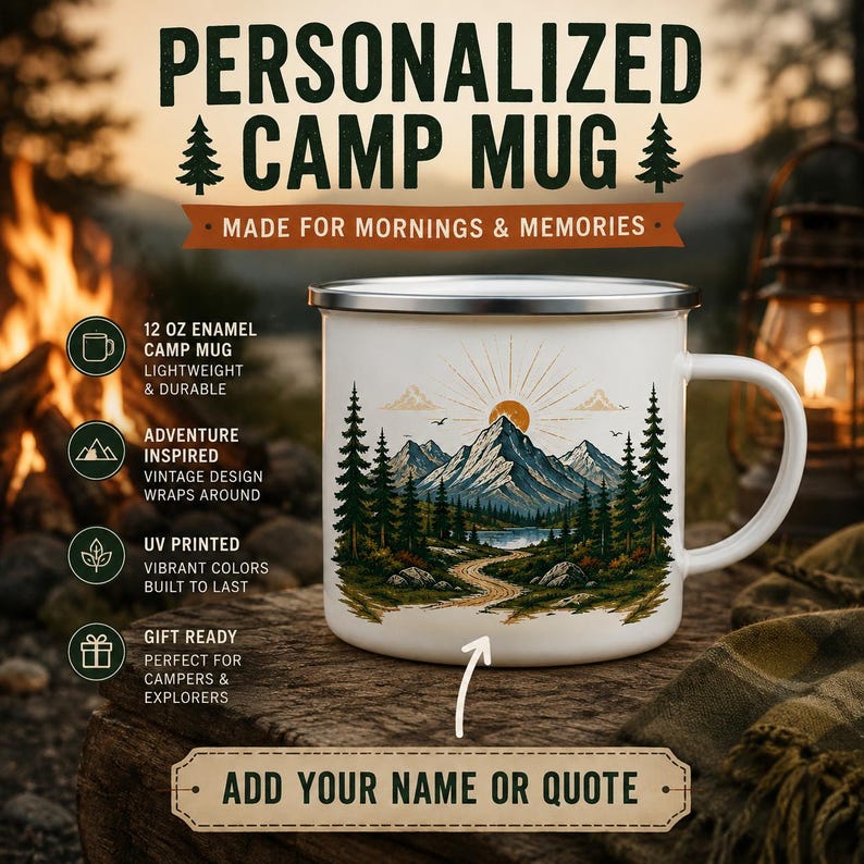 Personalized Mountain Enamel C - Outdoor Adventure Names 评论和价格