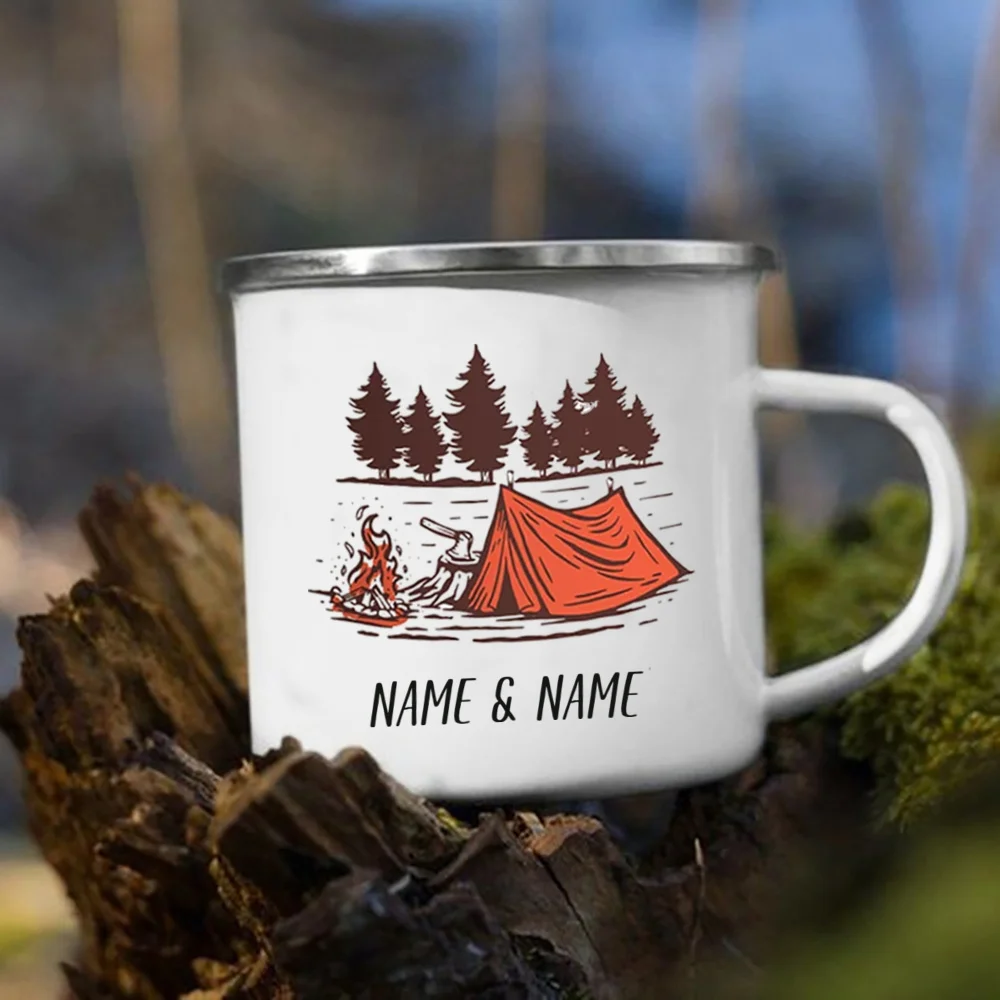 Enamel Mug with Personalized N - Outdoor Adventure Names 评论和价格
