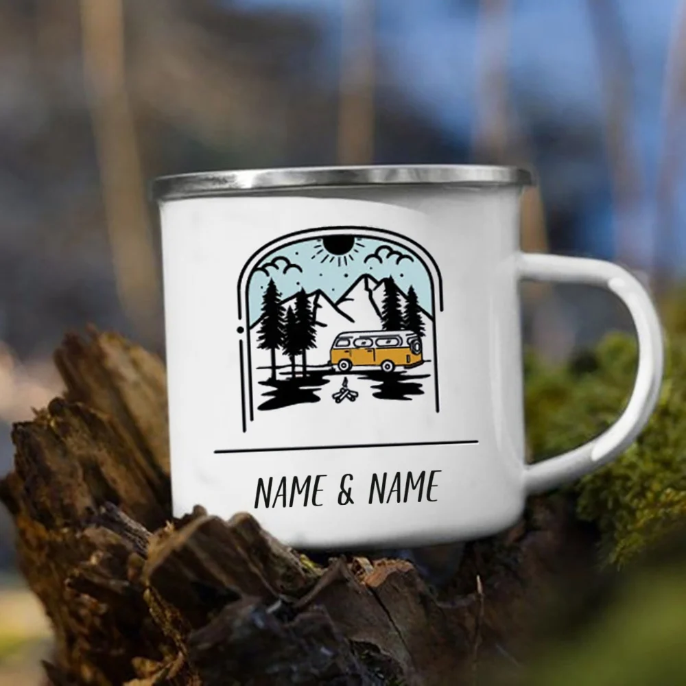 Enamel Mug with Personalized N - Outdoor Adventure Names 评论和价格